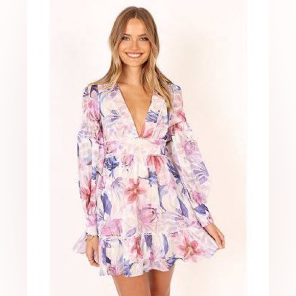 Petal & Pup Dresses & Skirts - Petal + Pup Rume Long Sleeve Mini Dress - Purple Floral Size 2 NWT